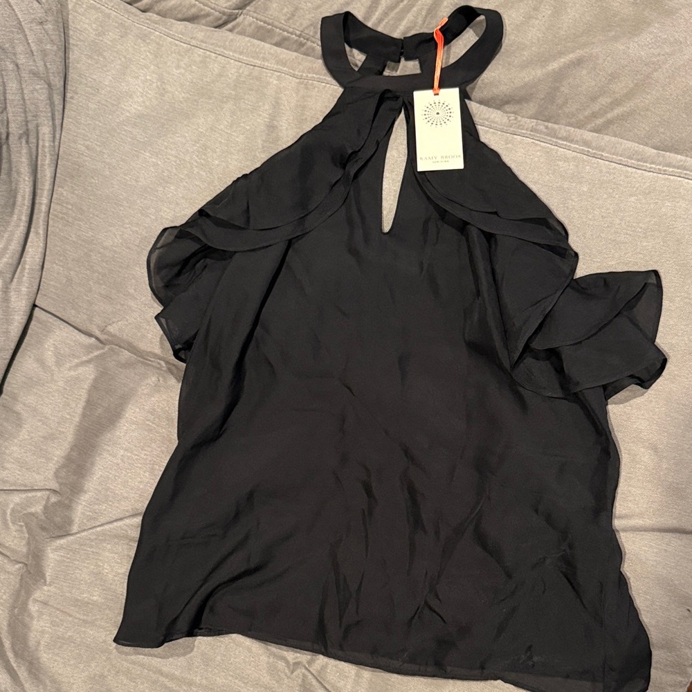 Ramy Brook Black Ruffle Blouse